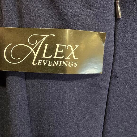 Alex Evenings Navy Maxi Dress with Floral Detail Size 6 Nwt - Picture 11 of 12